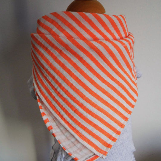 Foulard - Rayures blanches et oranges