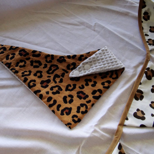 Bavoir bandana léopard en coton pour bébé