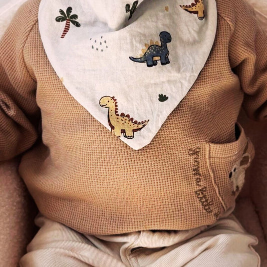 Bavoir bandana "Dinos et Palmiers" - Collection Achille