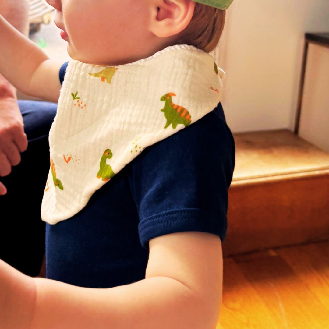 Bavoir bandana "Dinos tout doux" - Collection Achille