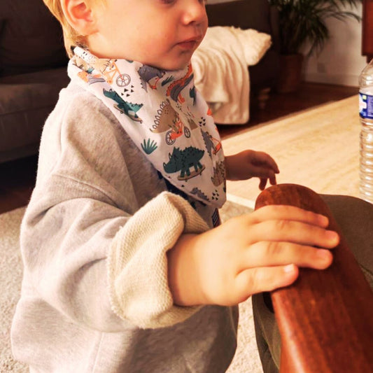 Bavoir bandana "Dinos skate" - Collection Achille