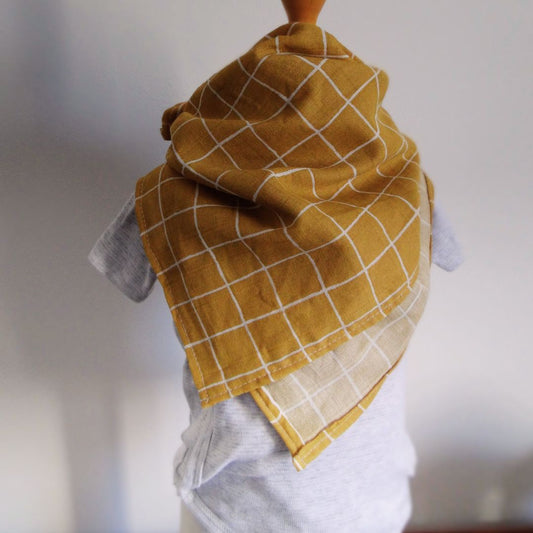 Foulard / Lange en gaze de coton - Carreaux jaunes