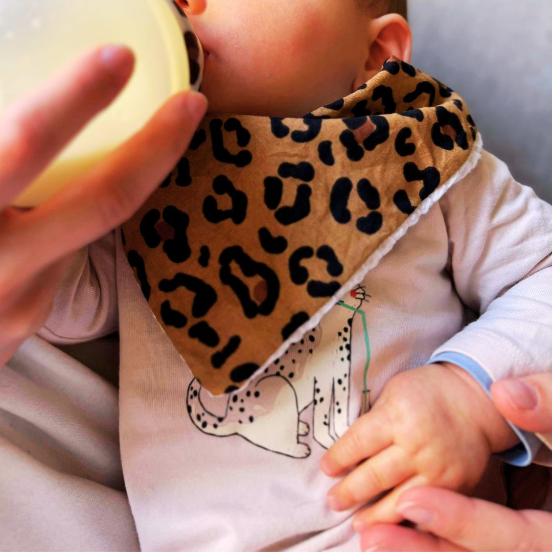 Bavoir bandana léopard en coton pour bébé