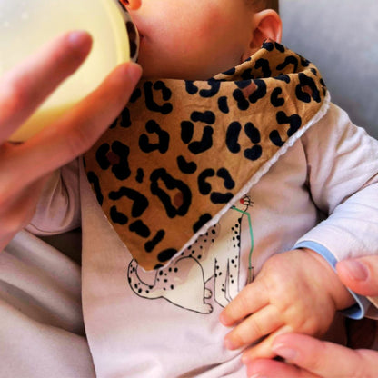 Bavoir bandana léopard en coton pour bébé