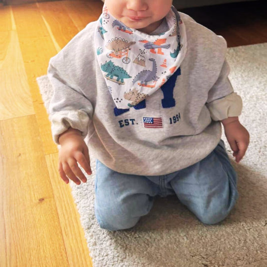 Bavoir bandana "Dinos skate" -  Collection Achille