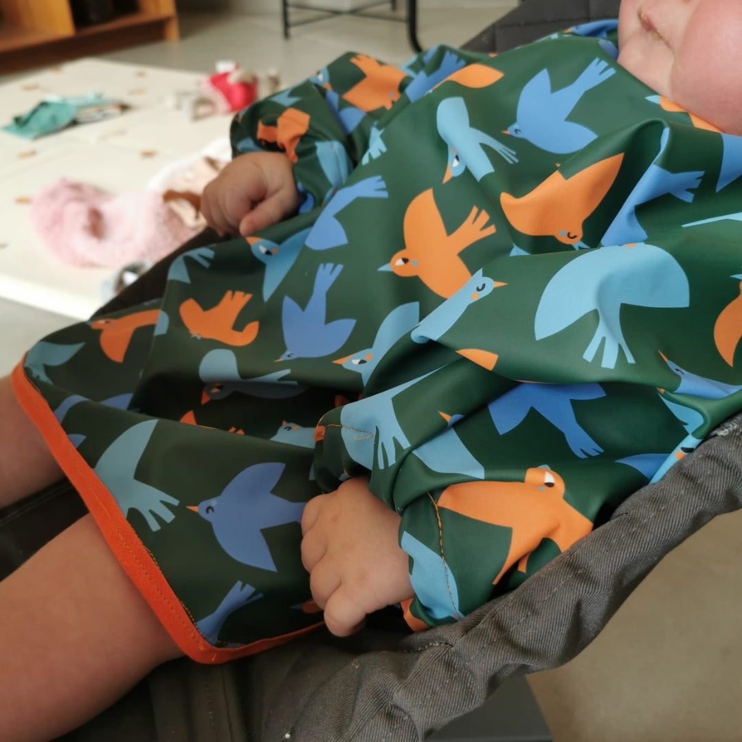 Bavoir tablier imperméable oiseaux pour bébés et enfants