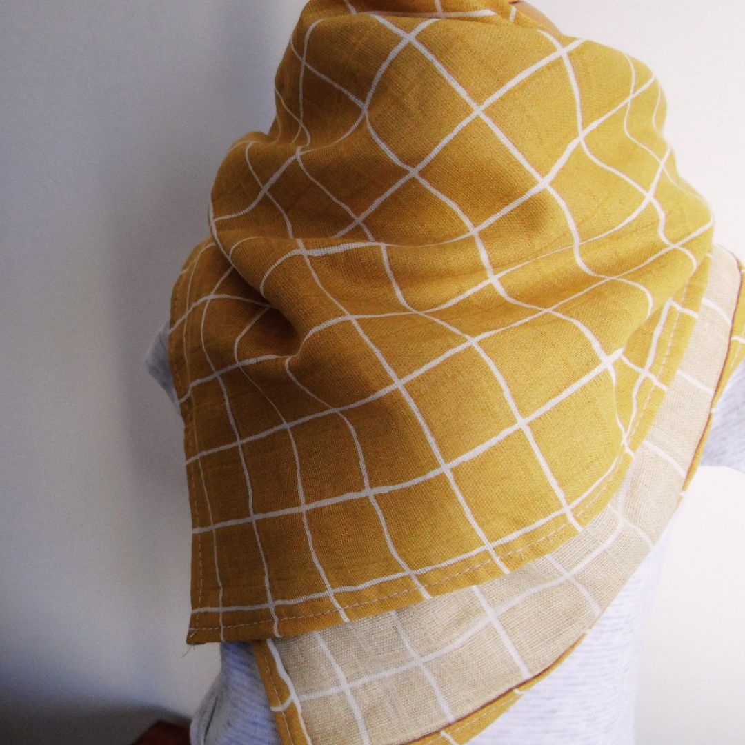 Foulard / Lange en gaze de coton - Carreaux jaunes