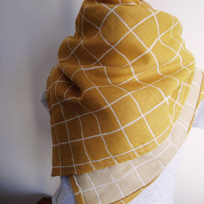 Foulard / Lange en gaze de coton - Carreaux jaunes