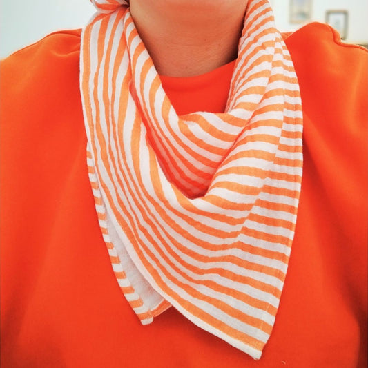 Foulard - Rayures blanches et oranges