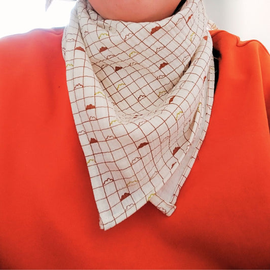 Foulard / Lange en gaze de coton - Quadrillé avec petits nuages